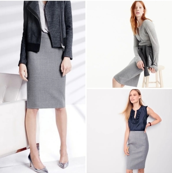 J. Crew No. 2 Pencil Skirt in Grey Double Serge Wool